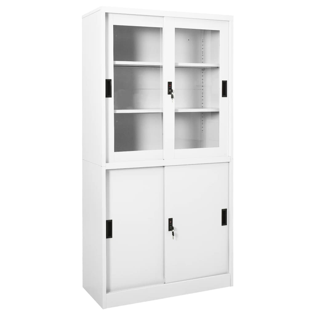 vidaXL Dulap de birou cu ușă glisantă, alb, 90x40x180 cm, oțel vidaXL