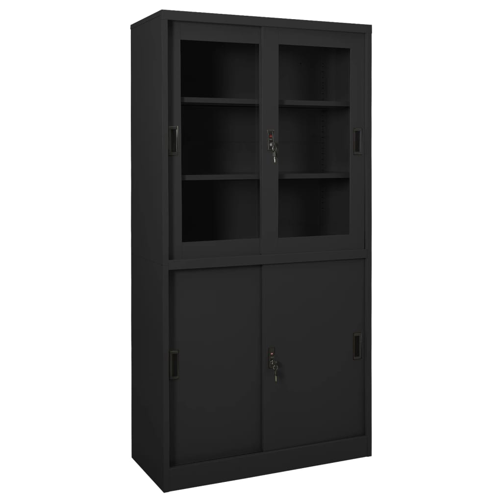 Image of vidaXL Office Cabinet with Sliding Door Anthracite 90x40x180 cm Steel