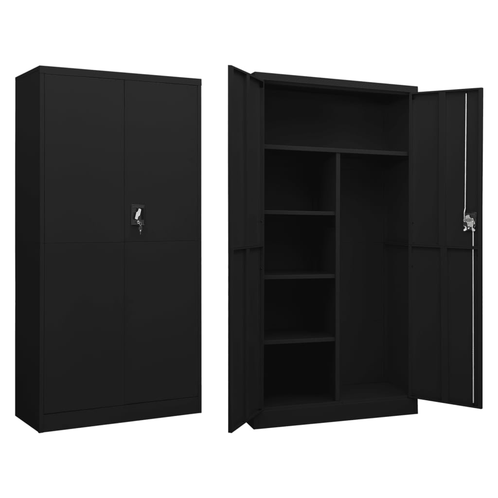 vidaXL Fișet, negru, 90x40x180 cm, oțel vidaXL imagine 2022