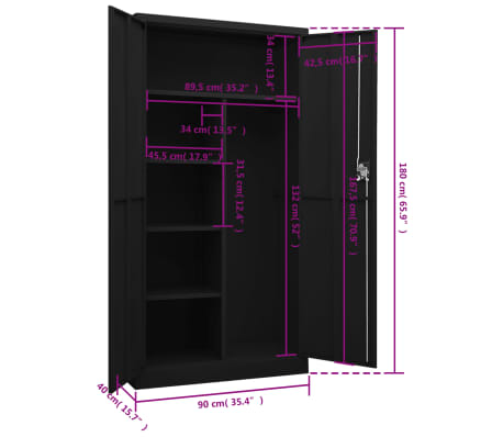 VidaXL Industrial Office Cabinet - Steel Storage Solution With Locker - View #5