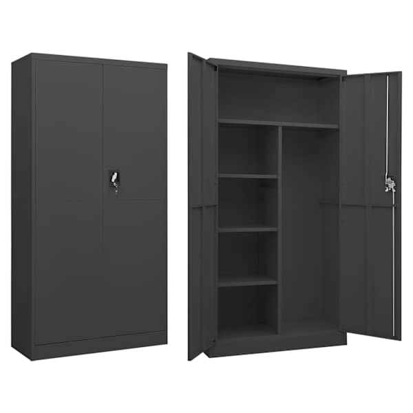 vidaXL lukustatav hoiukapp, antratsiit, 90 x 40 x 180 cm, teras