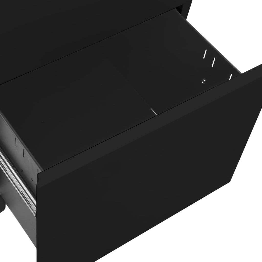 Fekete acél mobil iratszekrény 39 x 45 x 60 cm 