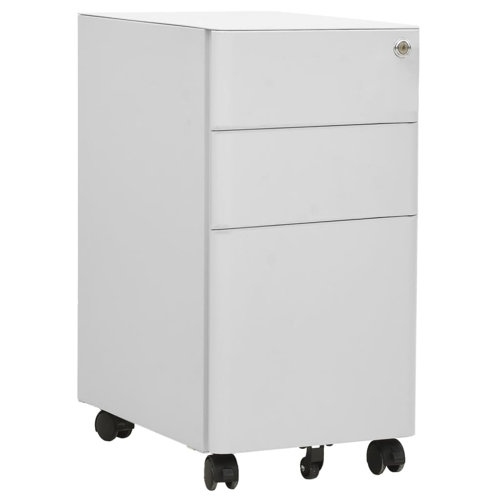 vidaXL Aktenschrank mit Rollen Hellgrau 30x45x59 cm Stahl