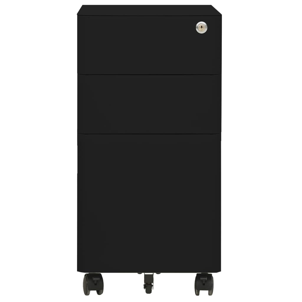 Fekete acél mobil iratszekrény 30 x 45 x 59 cm 