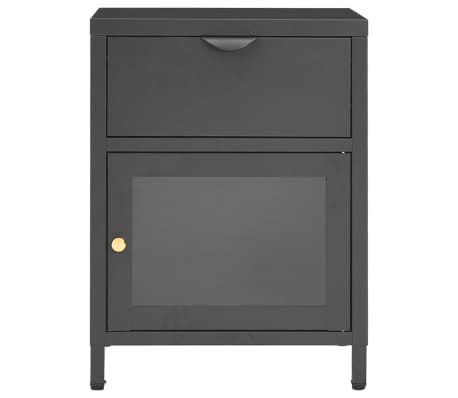 vidaXL Κομοδίνο Ανθρακί 40 x 30 x 54,5 εκ. από Ατσάλι και Γυαλί