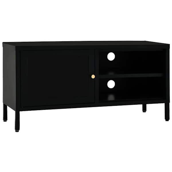 vidaXL telerialus, must, 90 x 30 x 44 cm, teras ja klaas