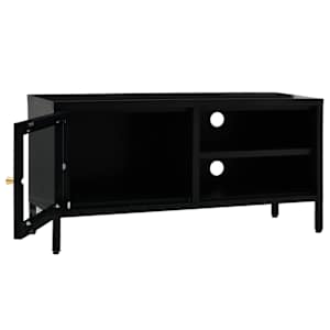 TV stolek černý 90 x 30 x 44 cm ocel a sklo - obrázek 6