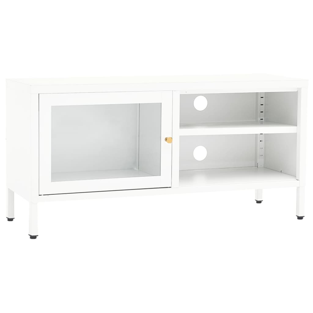 vidaXL TV omarica bela 90x30x44 cm jeklo in steklo