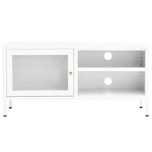 TV stolek bílý 90 x 30 x 44 cm ocel a sklo - obrázek 3