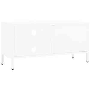 TV stolek bílý 90 x 30 x 44 cm ocel a sklo - obrázek 5