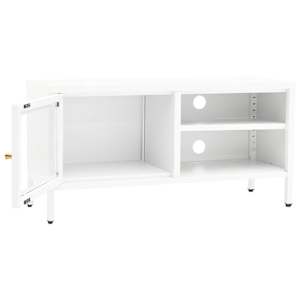 TV stolek bílý 90 x 30 x 44 cm ocel a sklo - obrázek 6