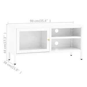 TV stolek bílý 90 x 30 x 44 cm ocel a sklo - obrázek 10