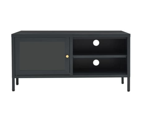 vidaXL TV-Schrank Anthrazit 90x30x44 cm Stahl und Glas
