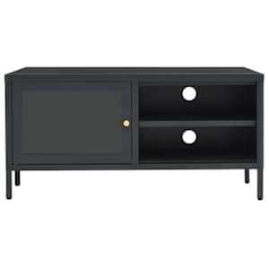 TV stolek antracitový 90 x 30 x 44 cm ocel a sklo - obrázek 3