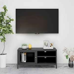 TV stolek antracitový 90 x 30 x 44 cm ocel a sklo - obrázek 1