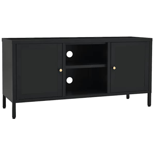 vidaXL telerialus, must, 105 x 35 x 52 cm, teras ja klaas