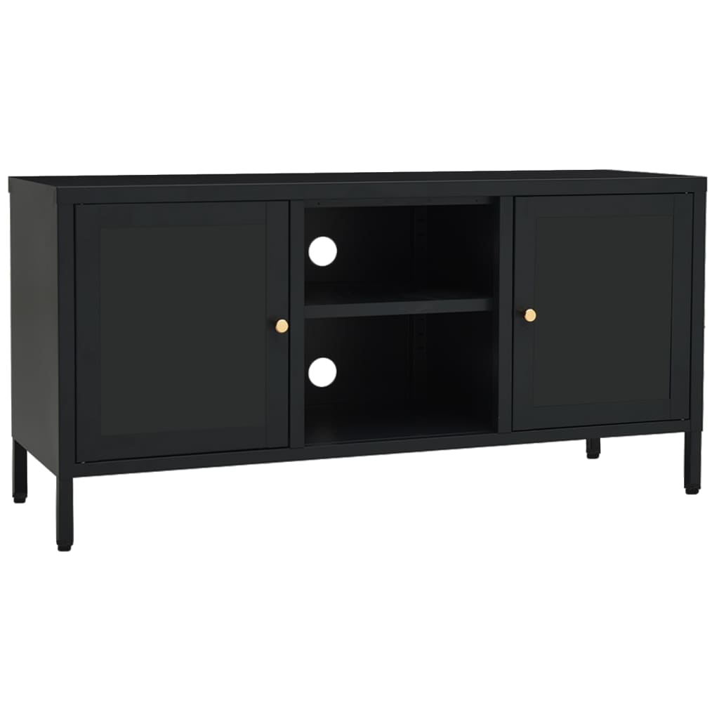 E-shop vidaXL TV skrinka čierna 105x35x52 cm oceľ a sklo