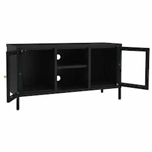 TV stolek černý 105 x 35 x 52 cm ocel a sklo - obrázek 6