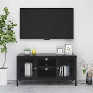 TV stolek černý 105 x 35 x 52 cm ocel a sklo - obrázek 1