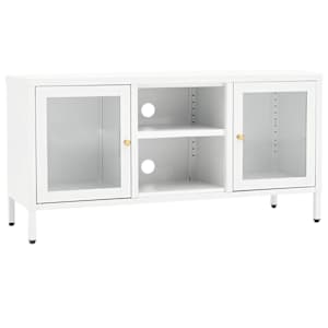 TV stolek bílý 105 x 35 x 52 cm ocel a sklo - obrázek 2