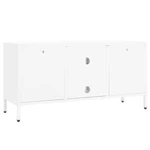 TV stolek bílý 105 x 35 x 52 cm ocel a sklo - obrázek 5