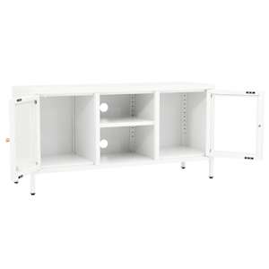 TV stolek bílý 105 x 35 x 52 cm ocel a sklo - obrázek 6