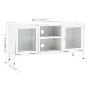 TV stolek bílý 105 x 35 x 52 cm ocel a sklo - obrázek 10