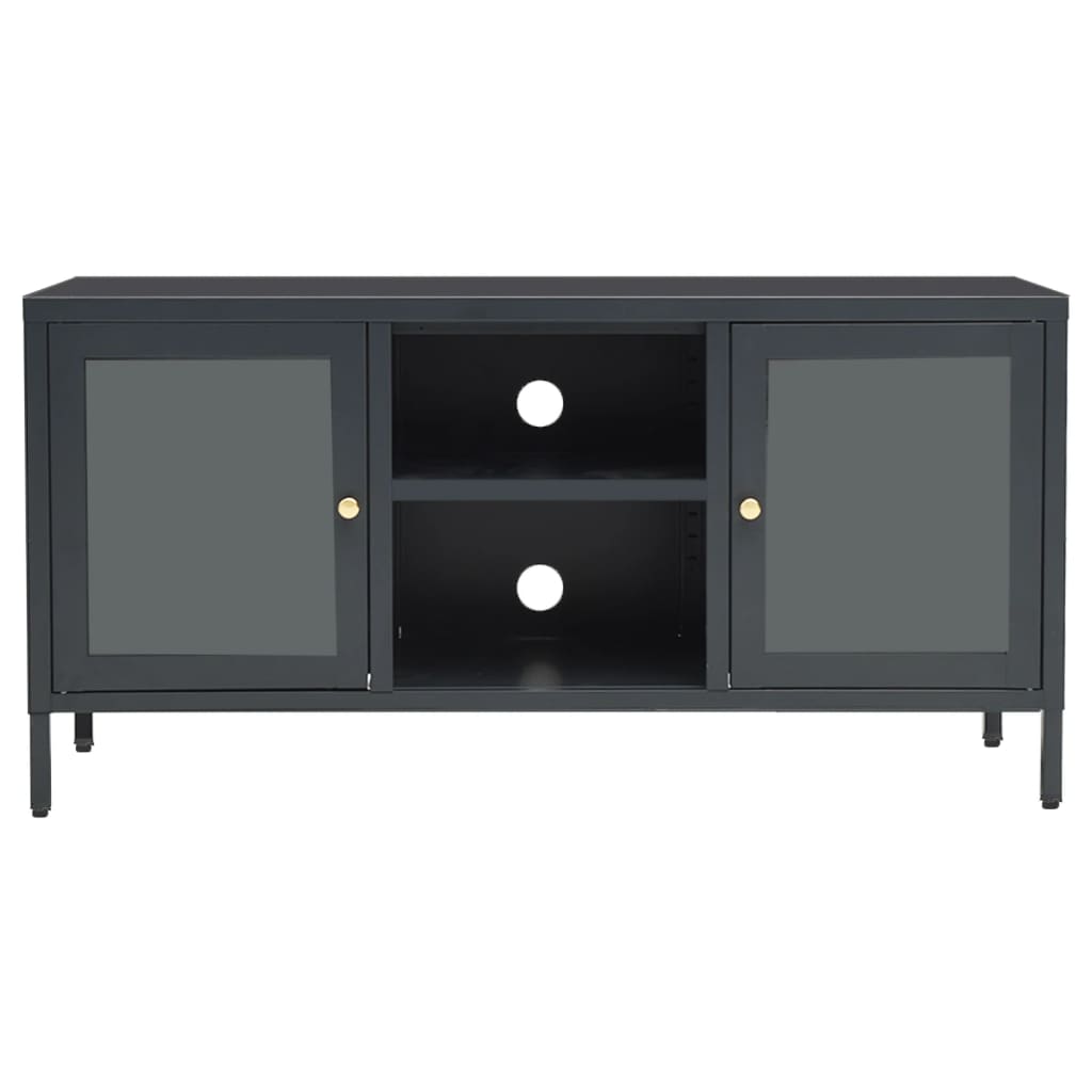 vidaXL TV Cabinet Anthracite 41.3"x13.7"x20.4" Steel and Glass