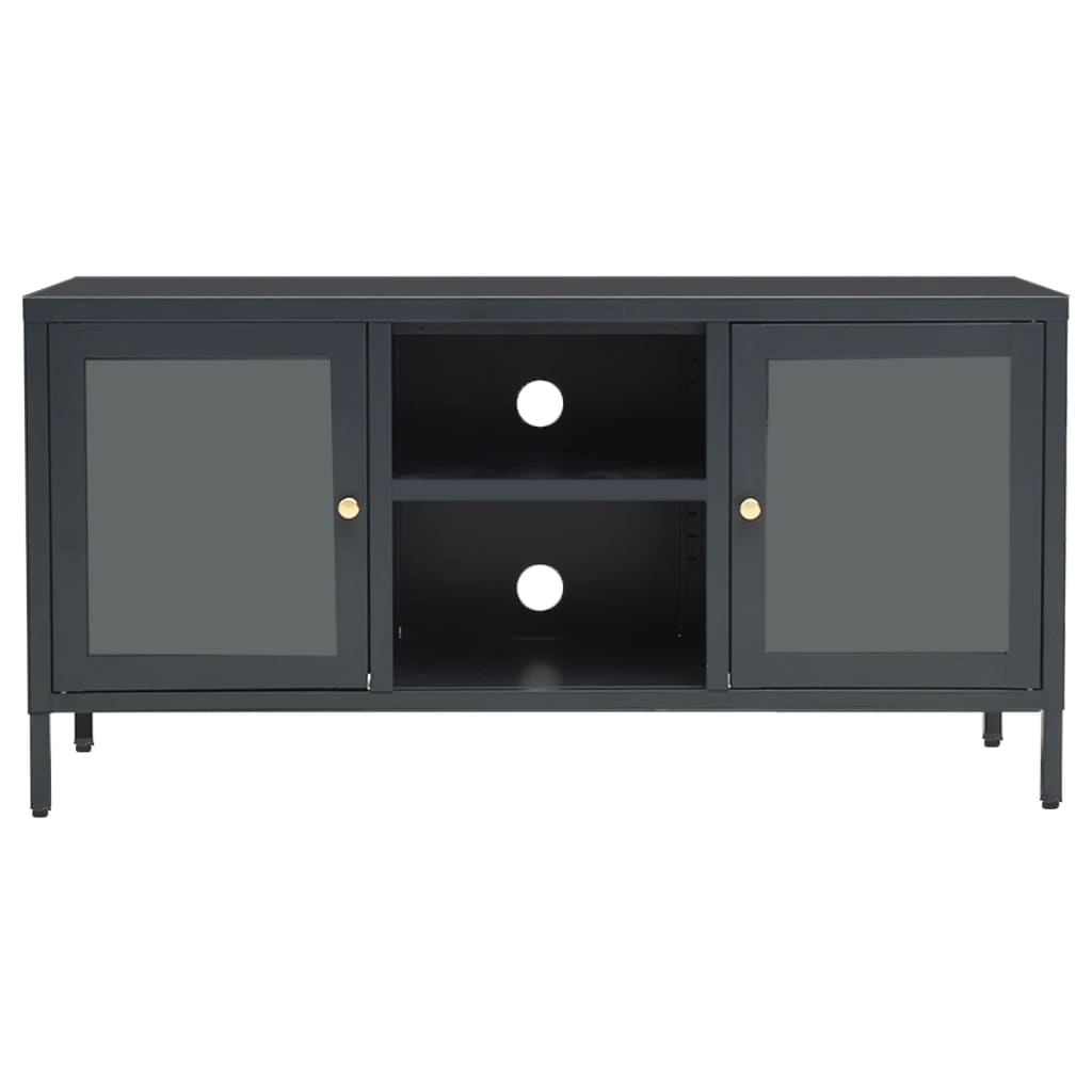 

vidaXL Tv-meubel 105x35x52 cm staal en glas antracietkleurig