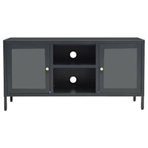 TV stolek antracitový 105 x 35 x 52 cm ocel a sklo - obrázek 3