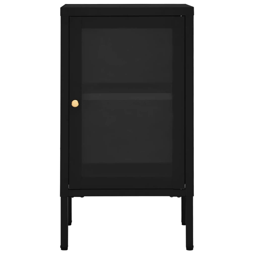 

vidaXL Dressoir 38x35x70 cm staal en glas zwart