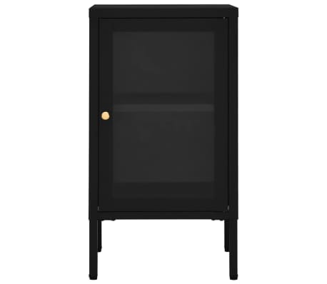 vidaXL Sideboard Schwarz 38x35x70 cm Stahl und Glas