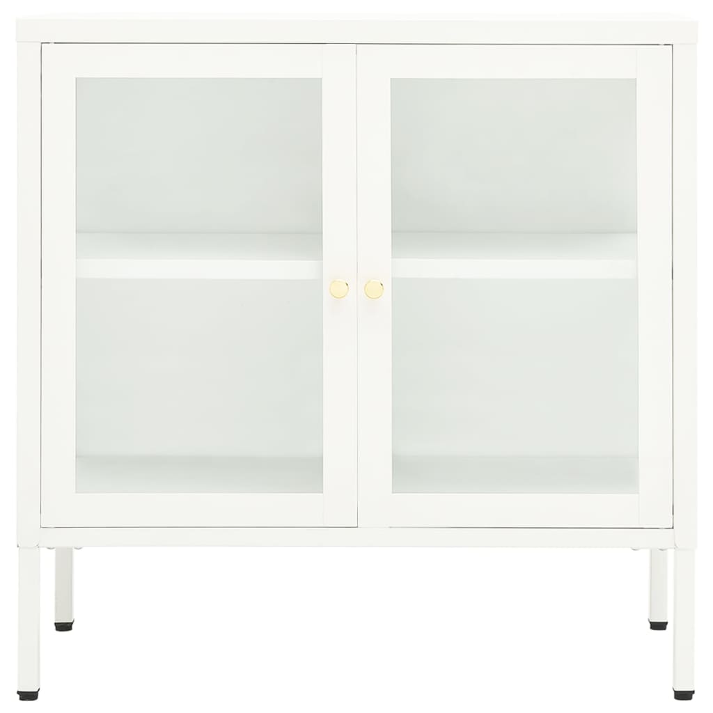 

vidaXL Dressoir 70x35x70 cm staal en glas wit