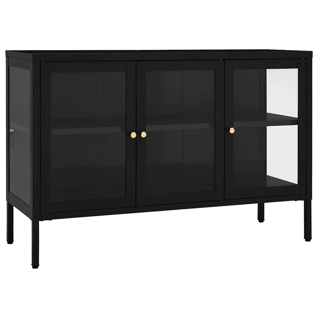 Thumbnail - vidaXL Sideboard Schwarz 70x35x70 cm Stahl und Glas