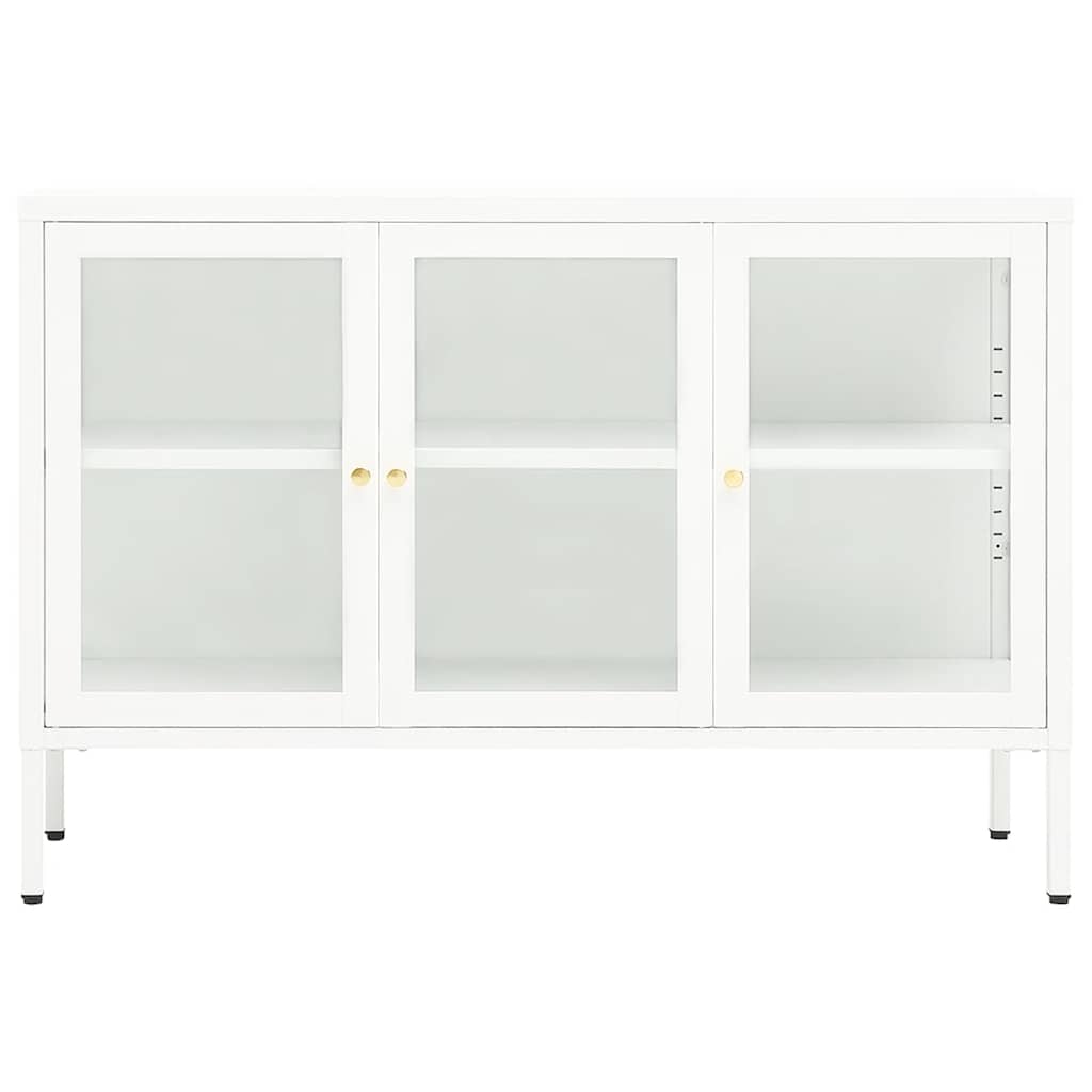 vidaXL Dressoir 105x35x70 cm staal en glas wit