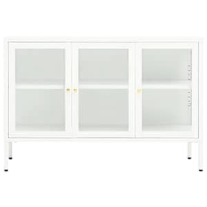 Příborník bílý 105 x 35 x 70 cm ocel a sklo - obrázek 3