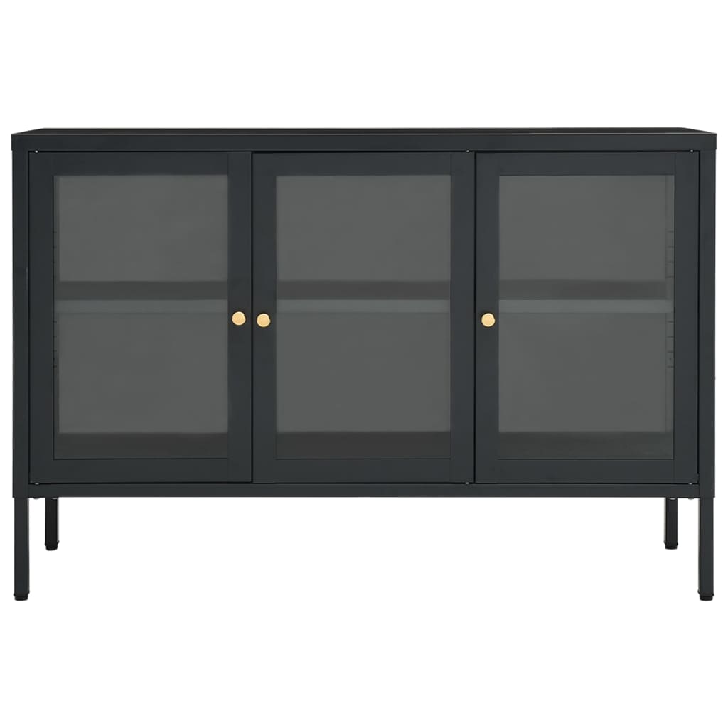 

vidaXL Dressoir 105x35x70 cm staal en glas antracietkleurig