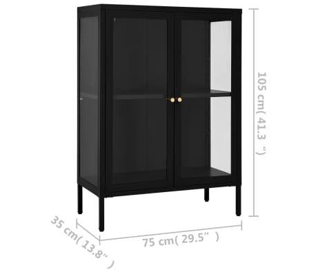 VidaXL Credenza Antracite 75x35x105 Cm – Acciaio E Vetro Con Ripiani Regolabili E Fissaggio A Parete - 4