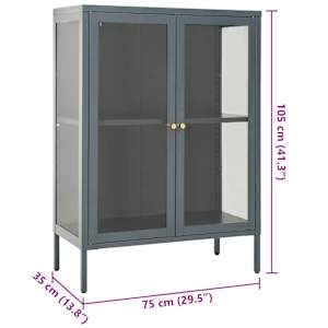 Příborník antracitový 75 x 35 x 105 cm ocel a sklo - obrázek 10