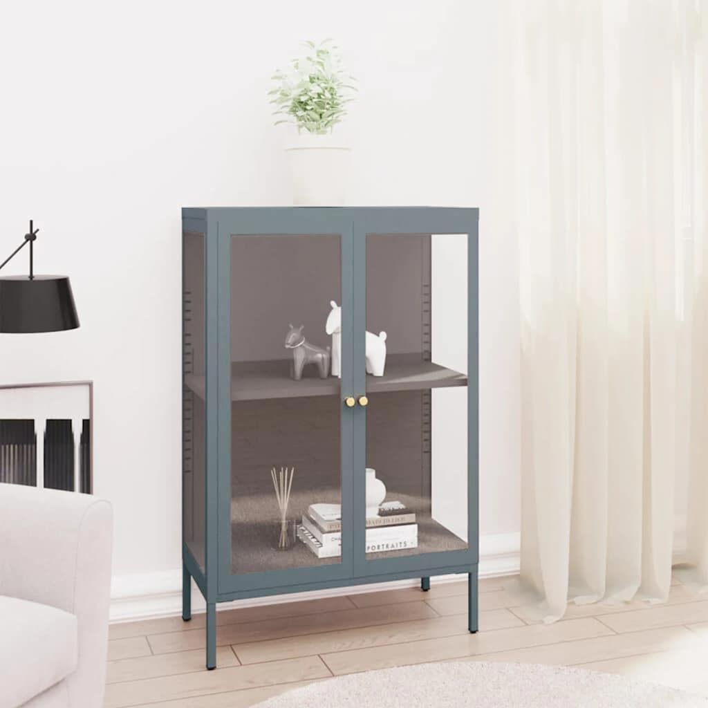 vidaXL Servantă, antracit, 75x35x105 cm, oțel și sticlă