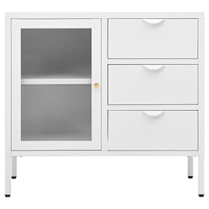 Příborník bílý 75 x 35 x 70 cm ocel a tvrzené sklo - obrázek 3