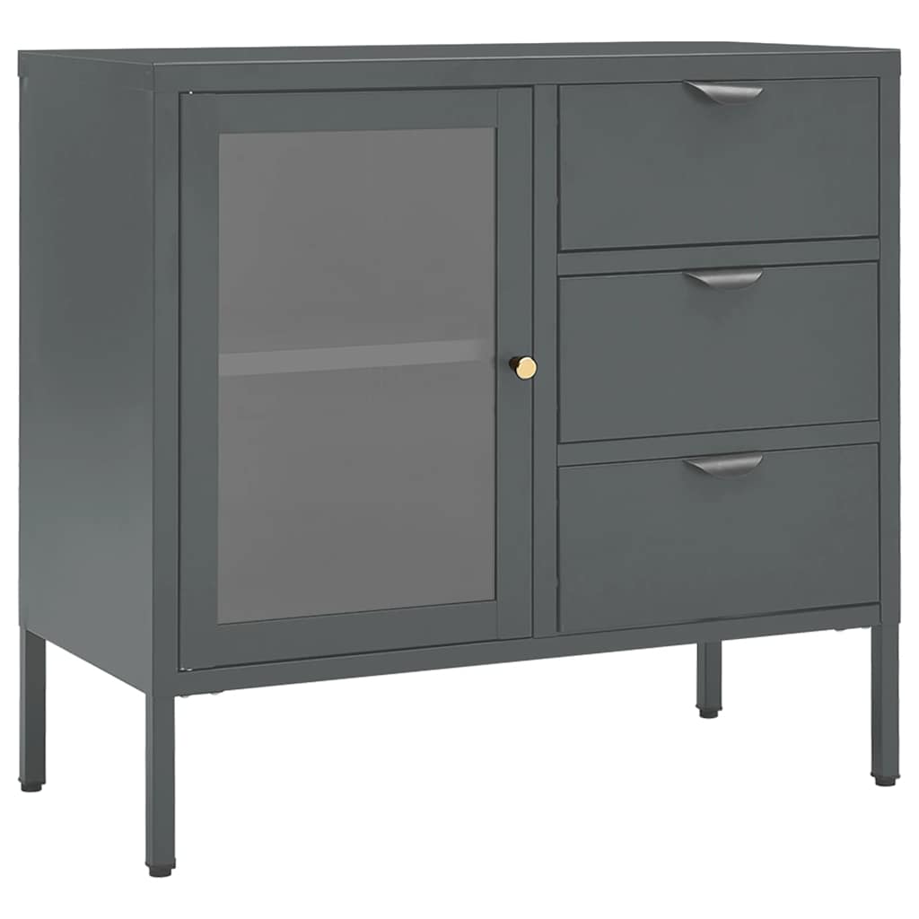 Thumbnail - vidaXL Sideboard Anthrazit 75x35x70 cm Stahl und Hartglas