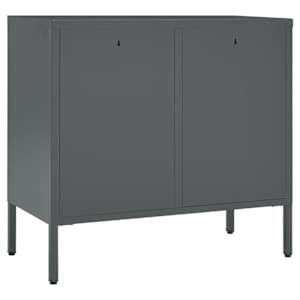 Příborník antracitový 75 x 35 x 70 cm ocel a tvrzené sklo - obrázek 5