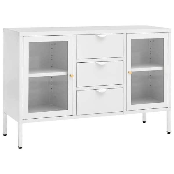 vidaXL puhvetkapp, valge, 105 x 35 x 70 cm, teras ja klaas