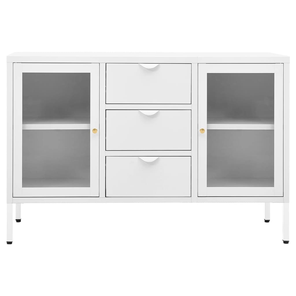 

vidaXL Dressoir 105x35x70 cm staal en gehard glas wit