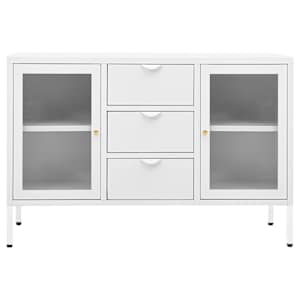 Příborník bílý 105 x 35 x 70 cm ocel a tvrzené sklo - obrázek 3