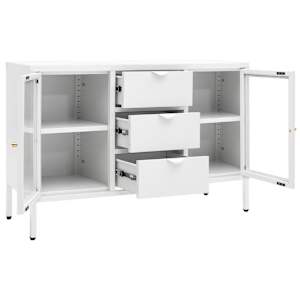 Příborník bílý 105 x 35 x 70 cm ocel a tvrzené sklo - obrázek 6
