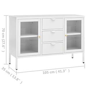 Příborník bílý 105 x 35 x 70 cm ocel a tvrzené sklo - obrázek 11