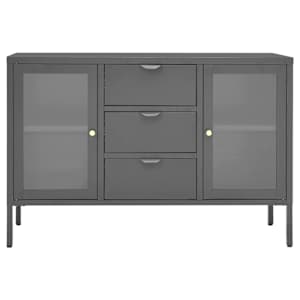 Příborník antracitový 105 x 35 x 70 cm ocel a tvrzené sklo - obrázek 3