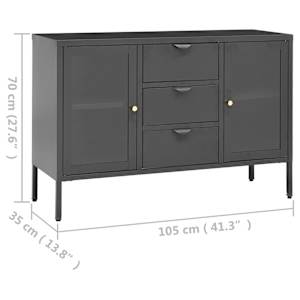Příborník antracitový 105 x 35 x 70 cm ocel a tvrzené sklo - obrázek 11